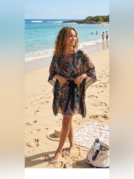 Be Creative Tops - Multicolor Swirl Print Women’s Tunic with Belt